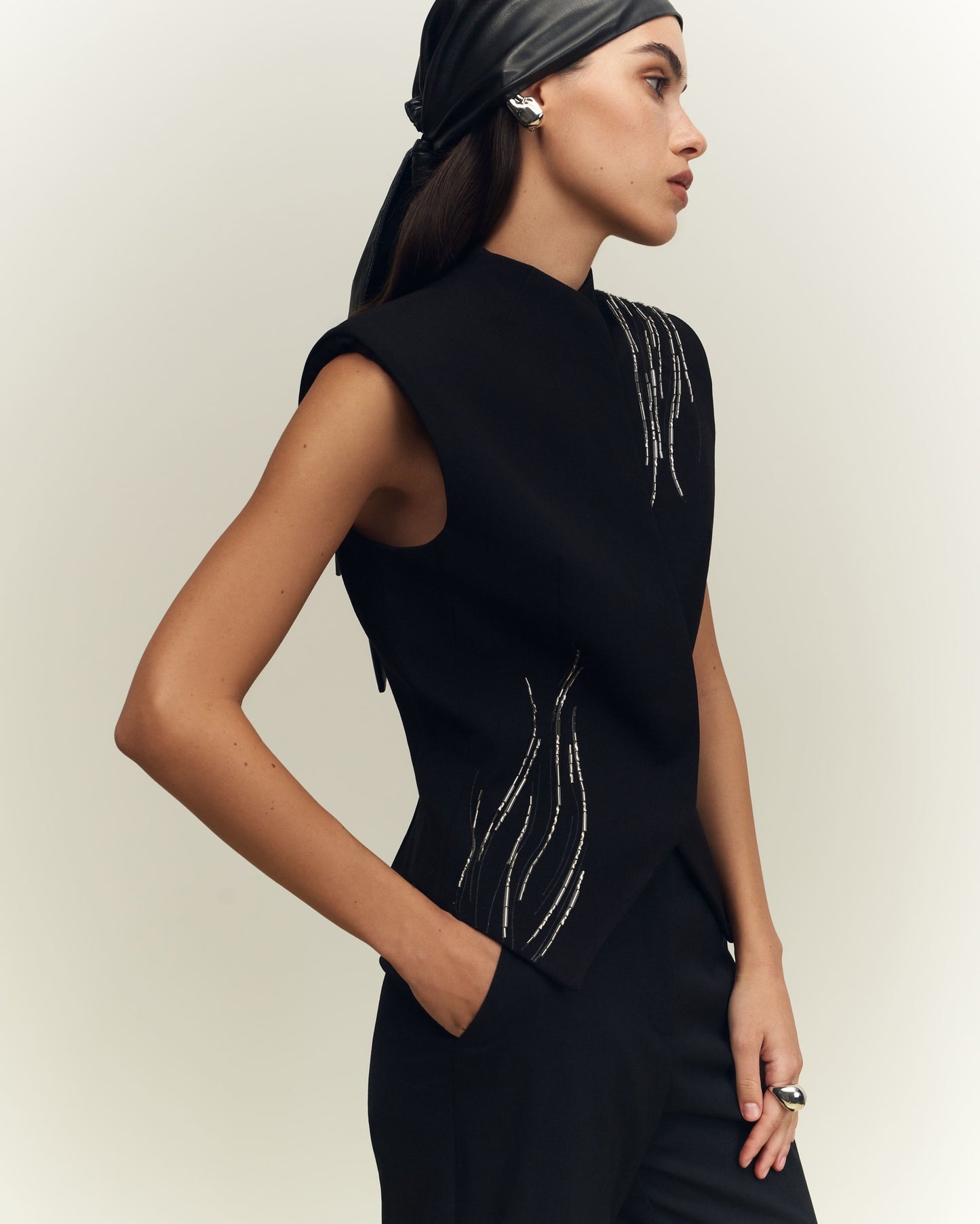 Mirror line beaded vest