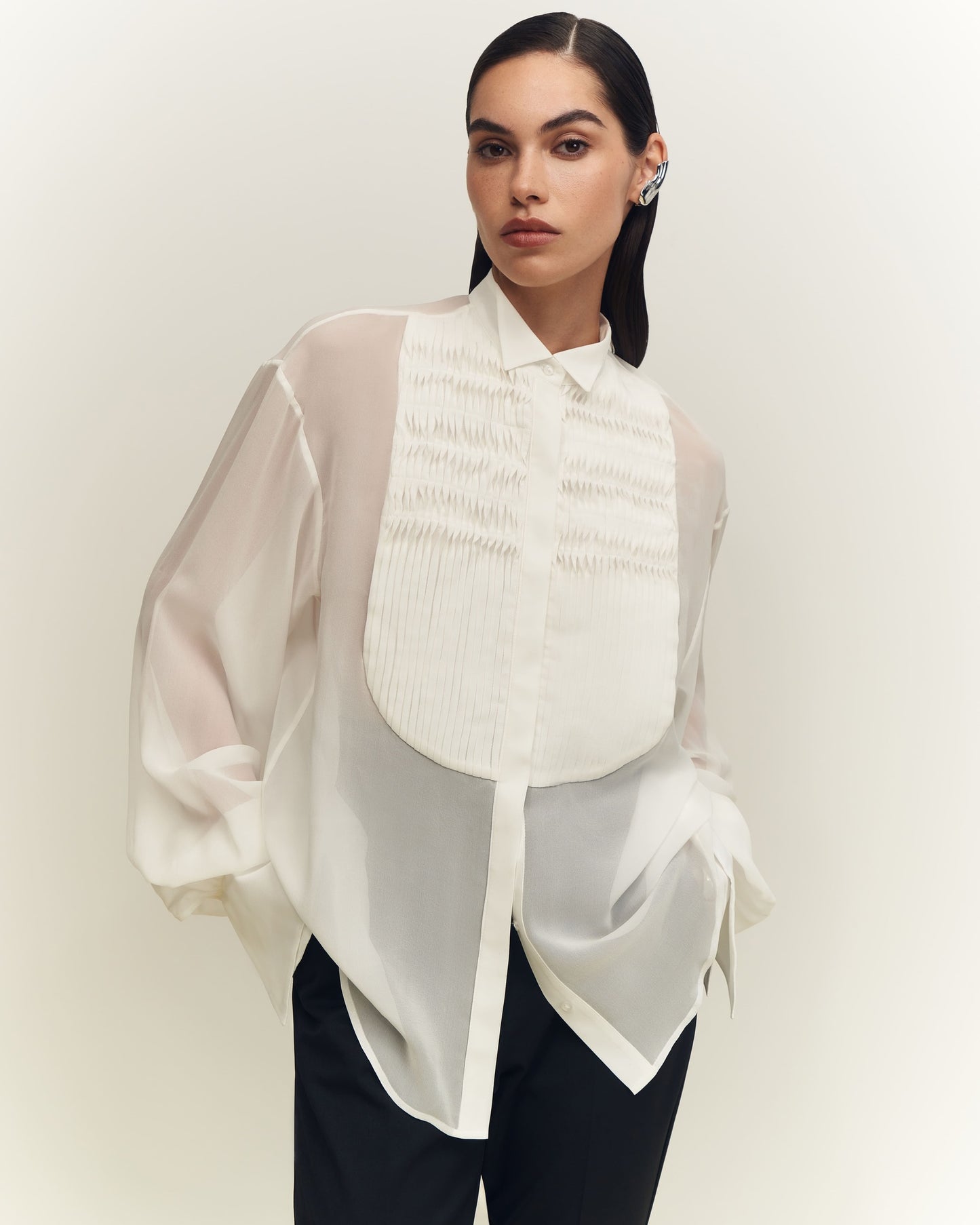 Chemisette Blouse with textured shirt front