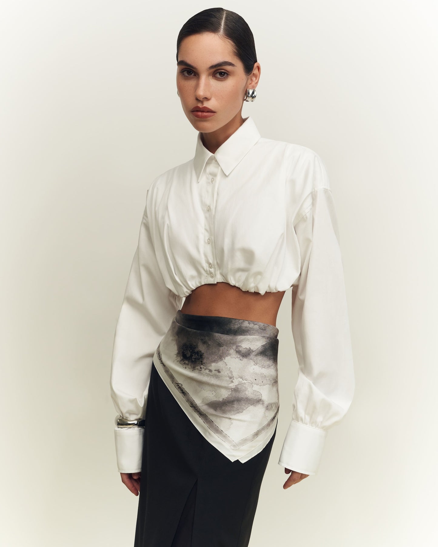 Cropped shirt with drapery