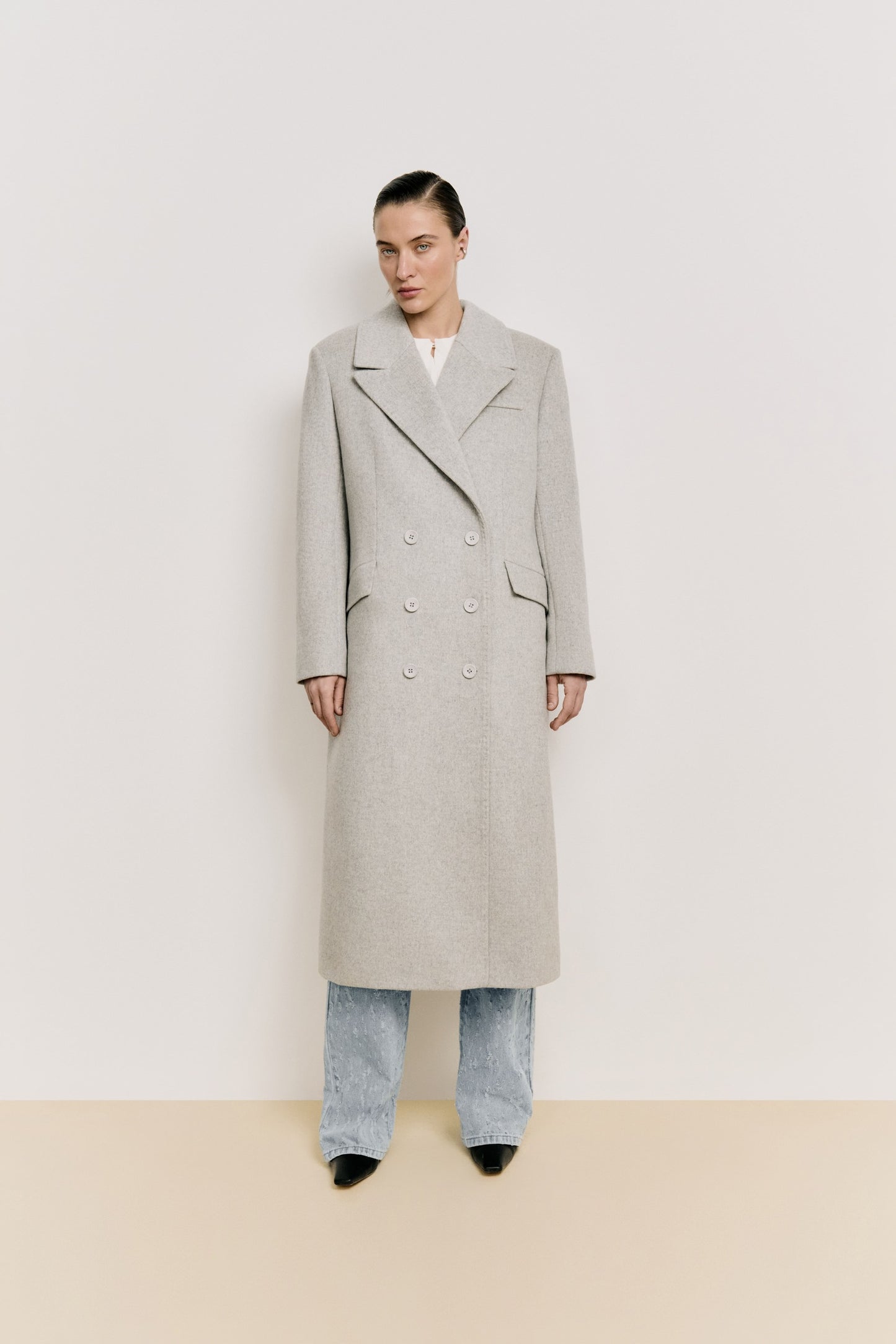 Straight-fit double-breasted coat
