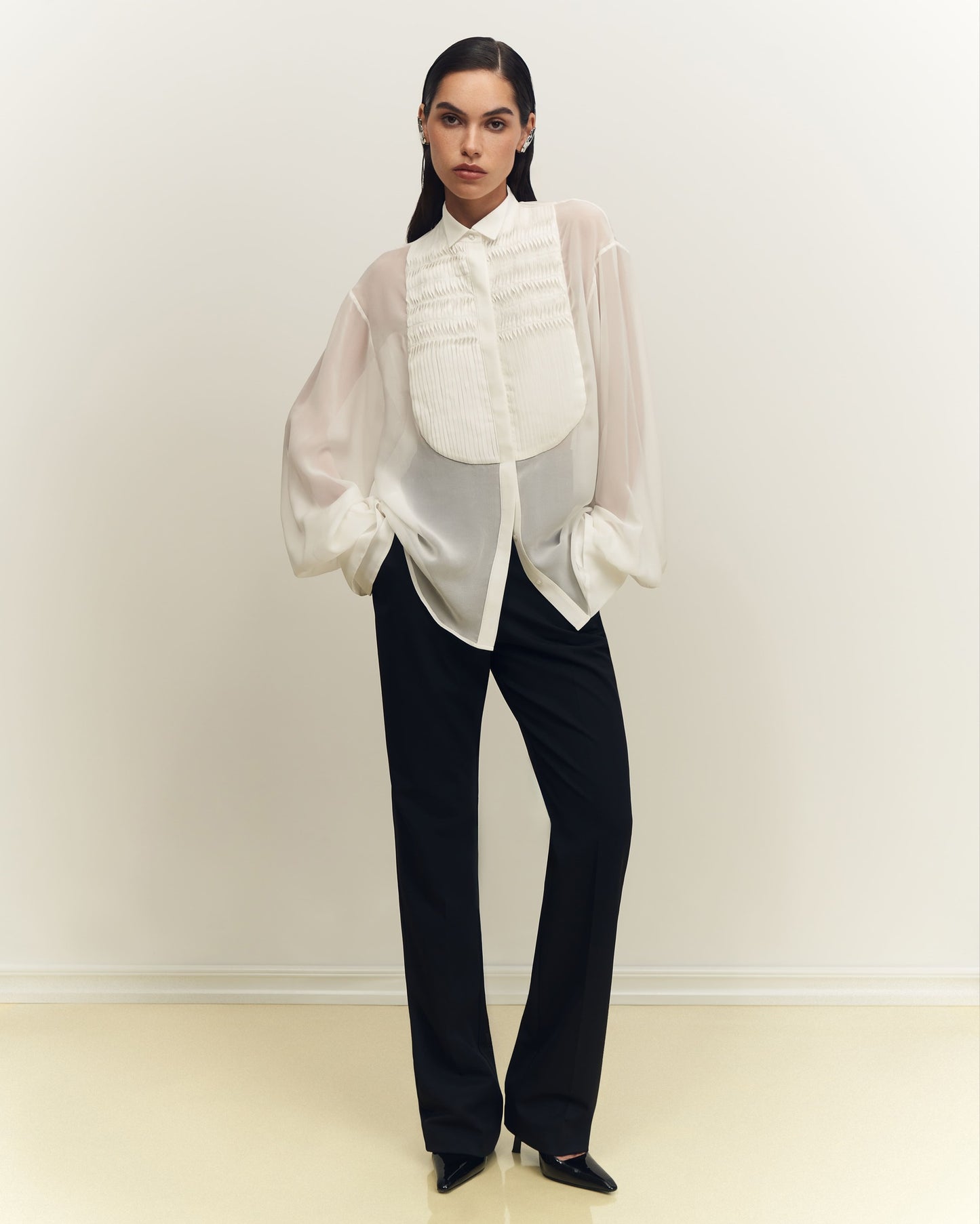 Chemisette Blouse with textured shirt front