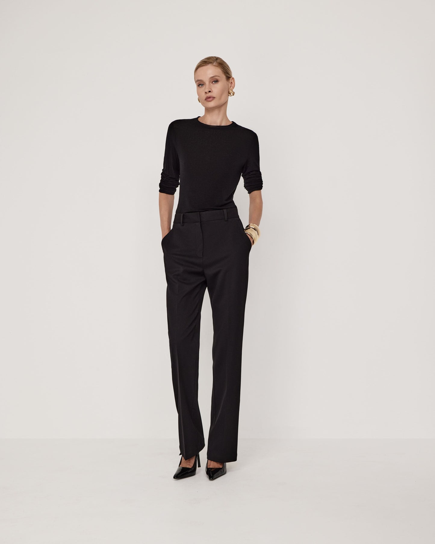 High waist tapered trousers