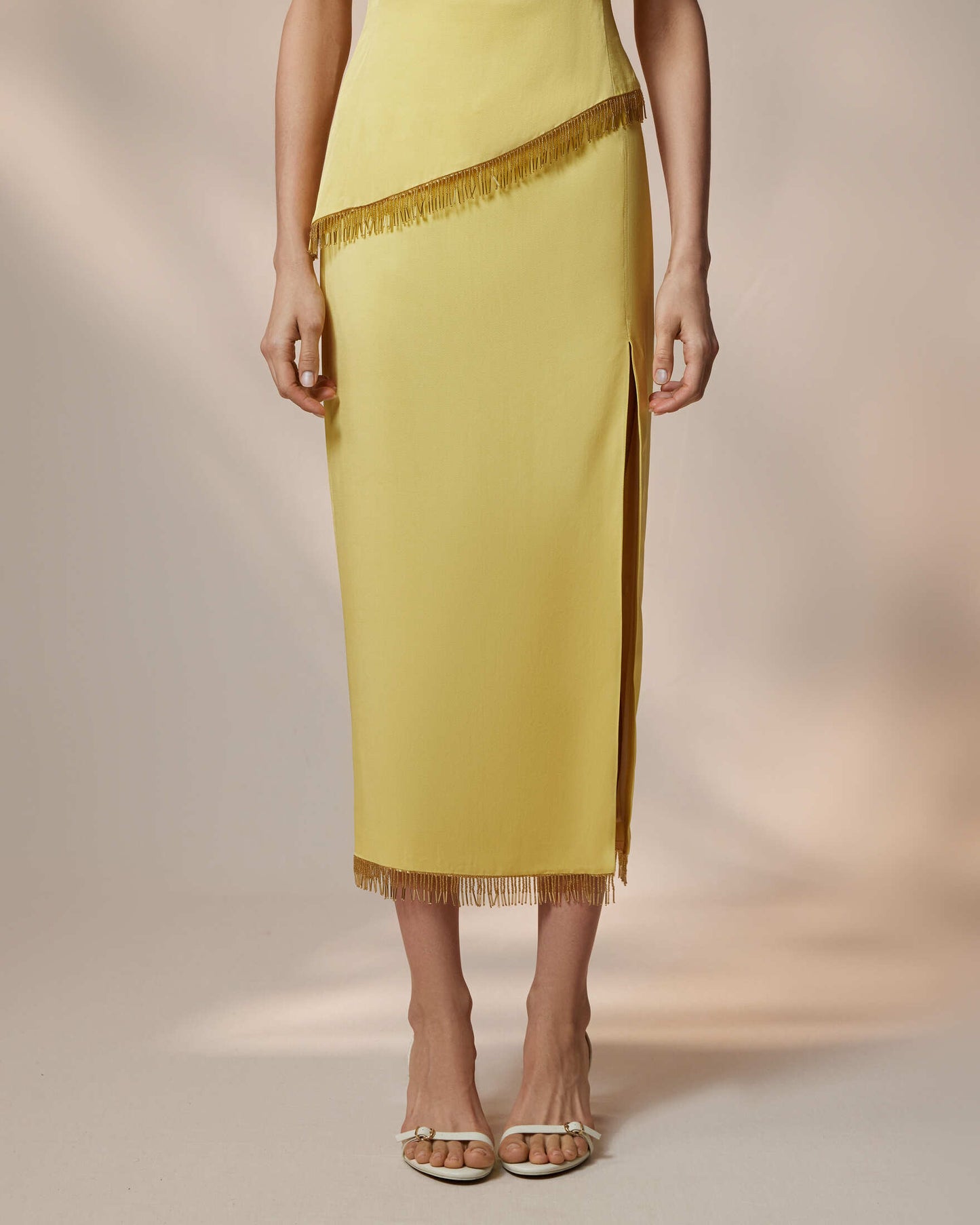 Yellow Jade midi skirt