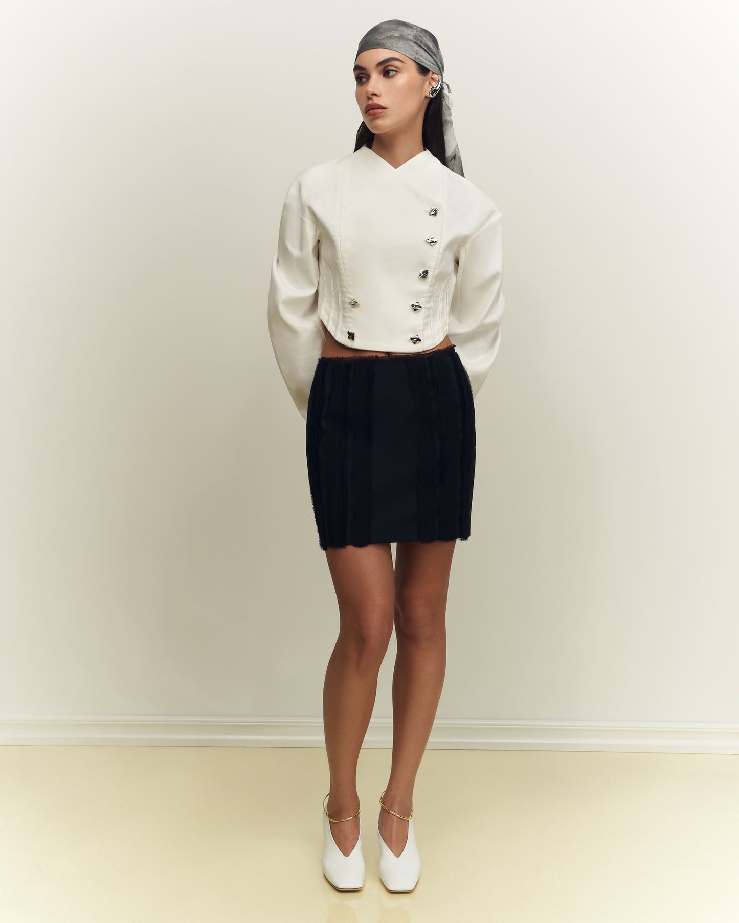 Textured mini skirt
