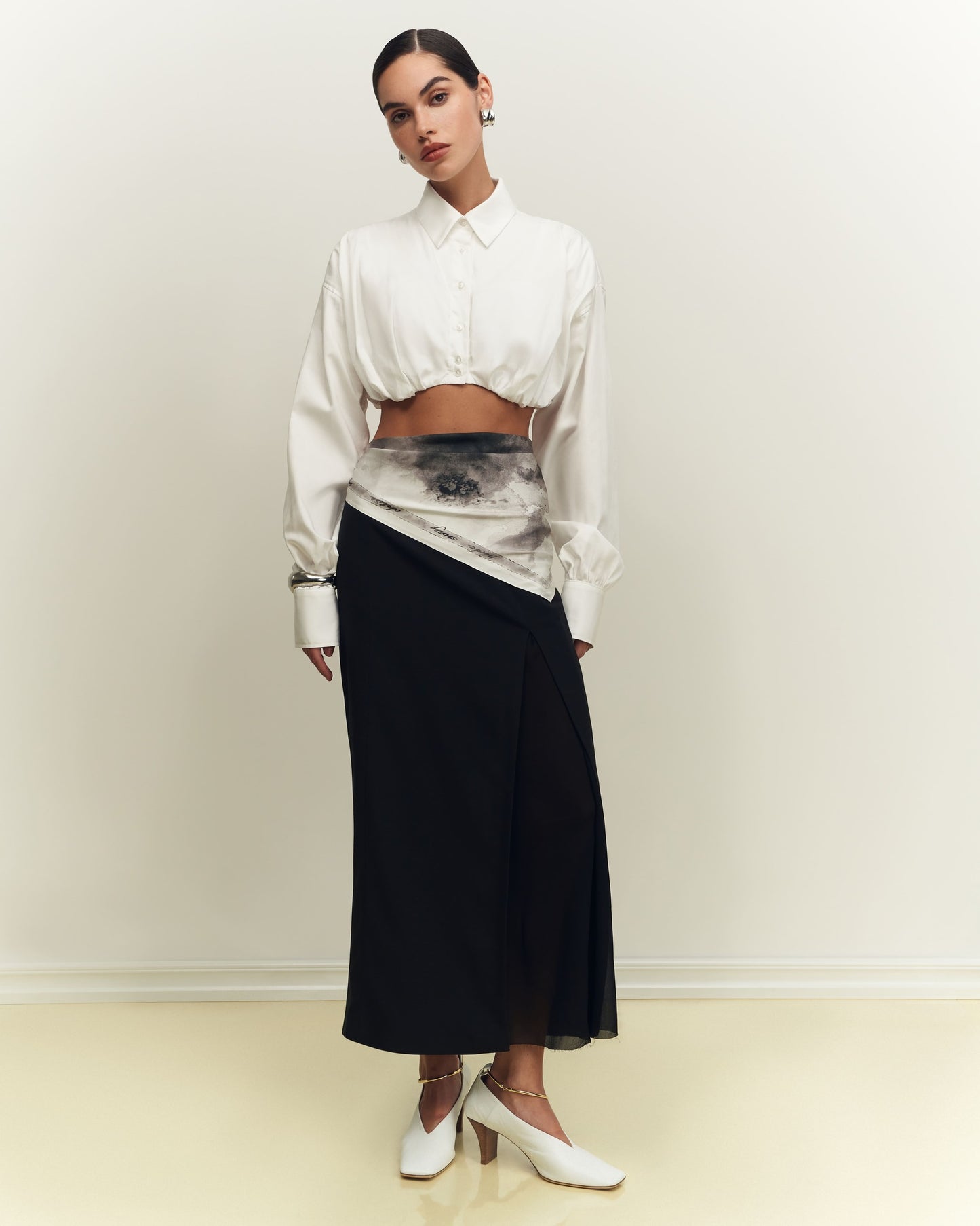 Cropped shirt with drapery