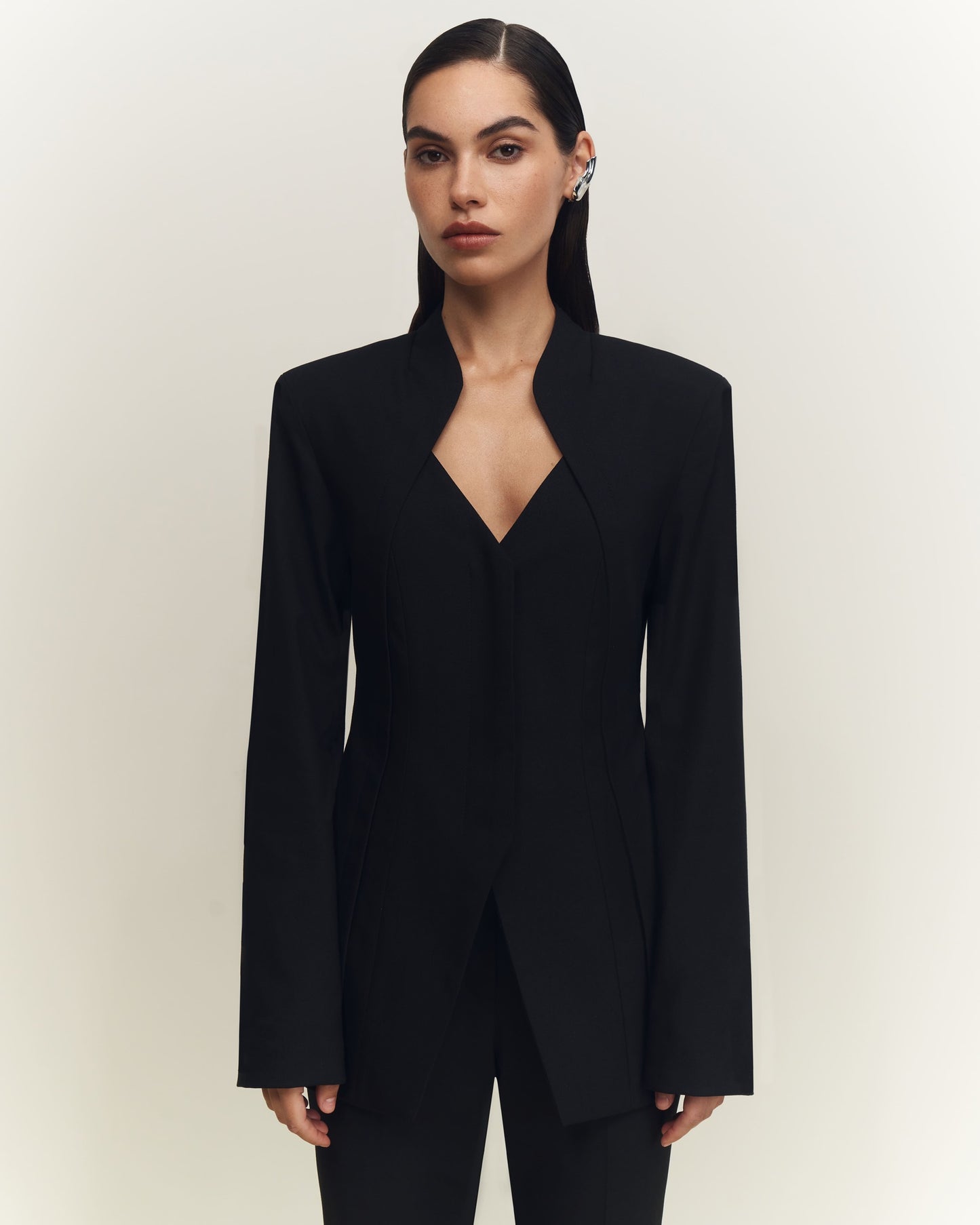 Jacket with curly lines