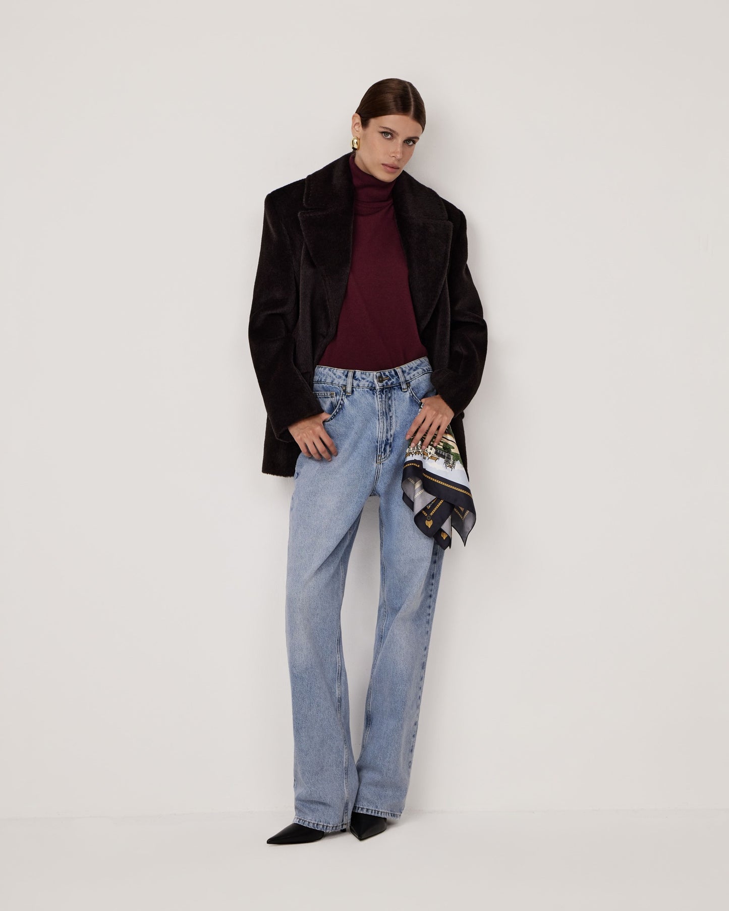 Cropped alpaca coat
