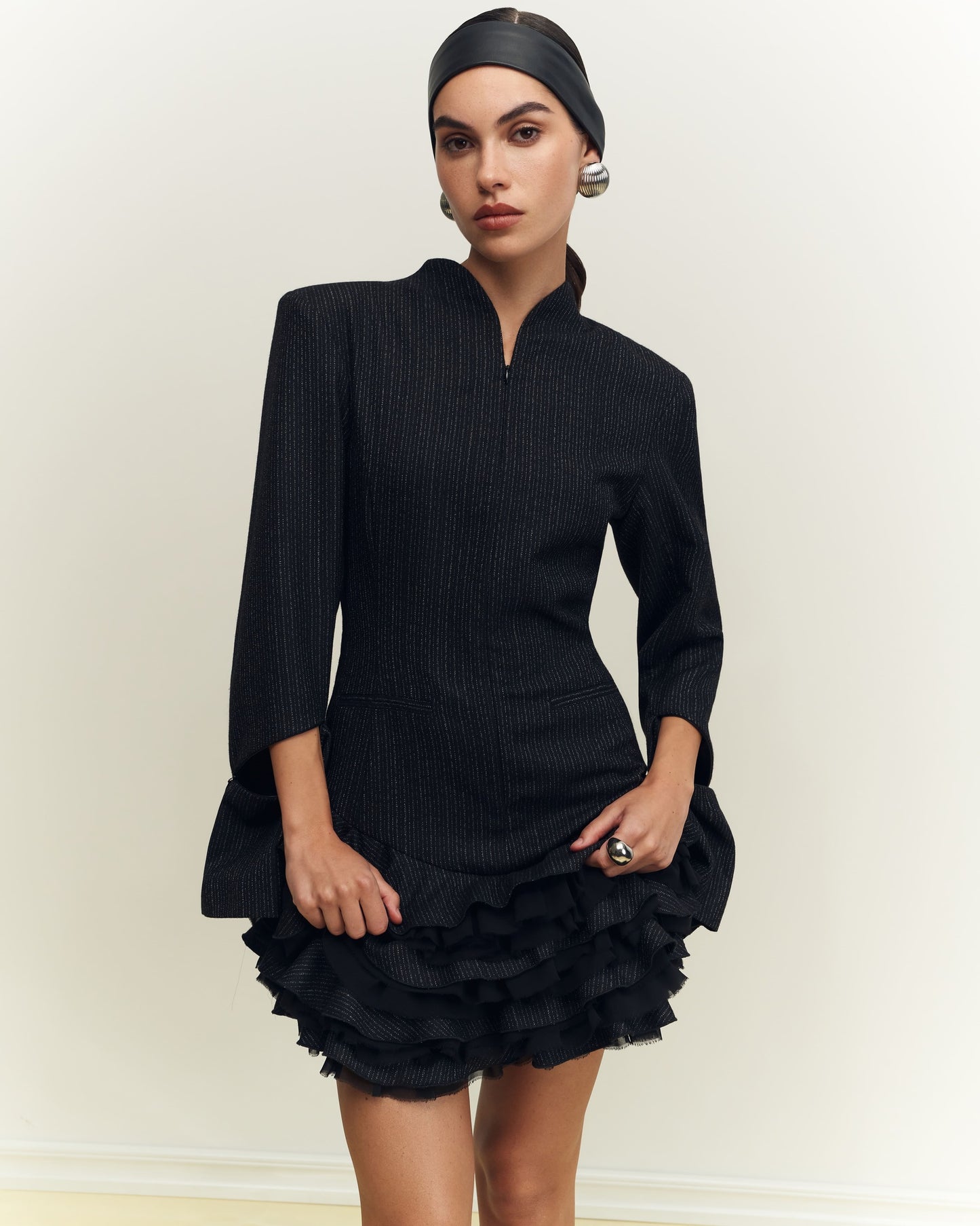 Dress with a textured skirt