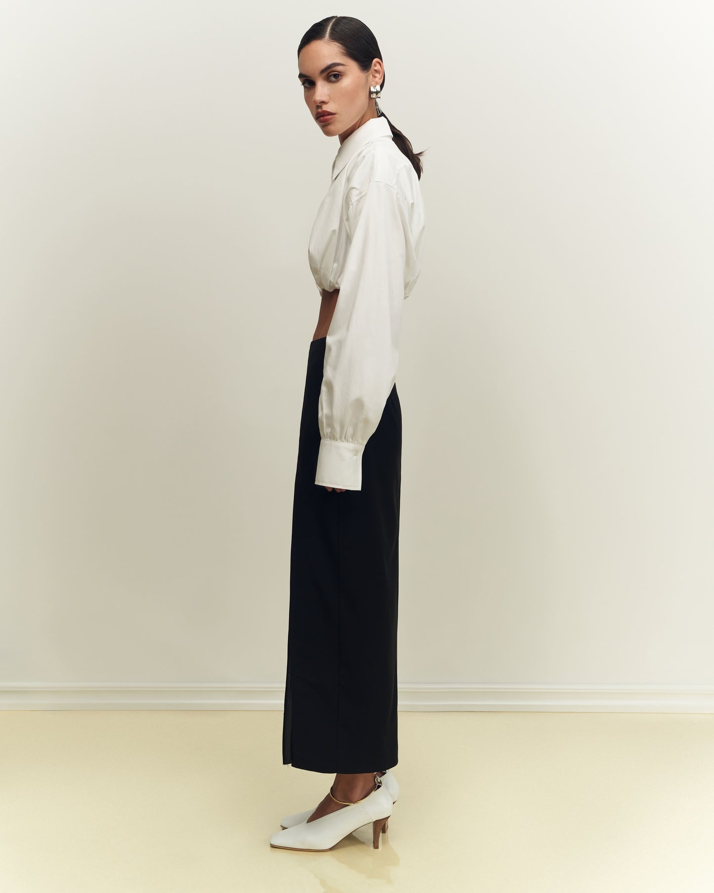 Cropped shirt with drapery