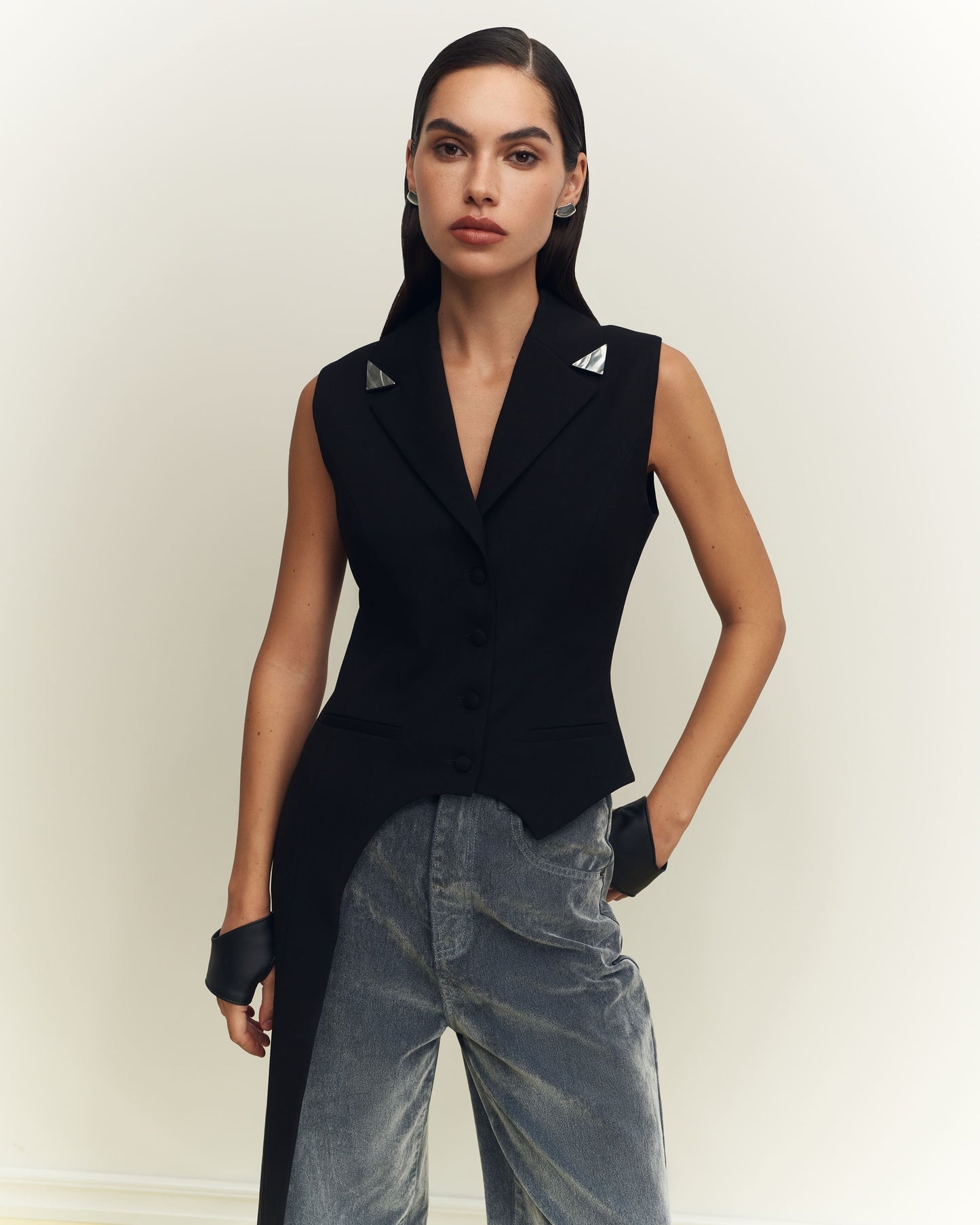 Piece of Grey Moon asymmetrical vest