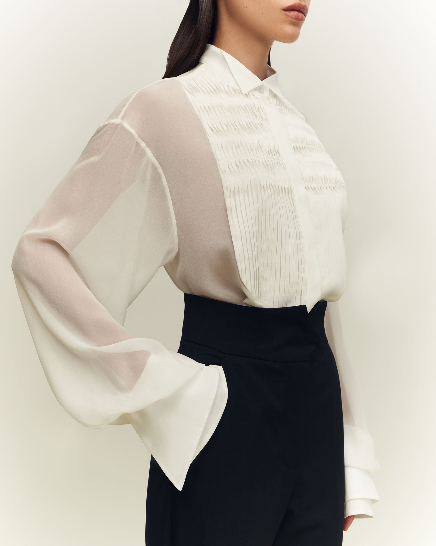 Chemisette Blouse with textured shirt front