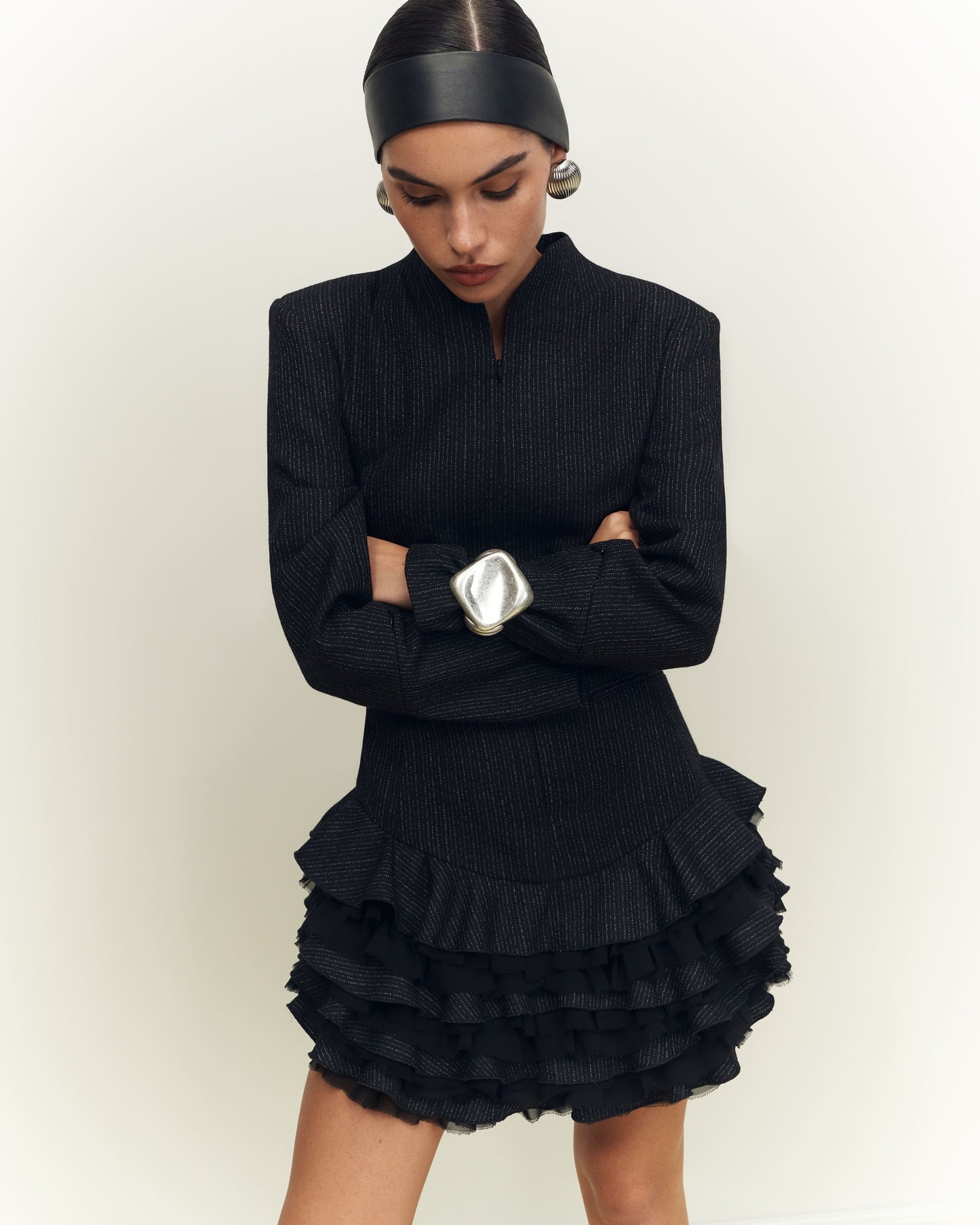 Dress with a textured skirt
