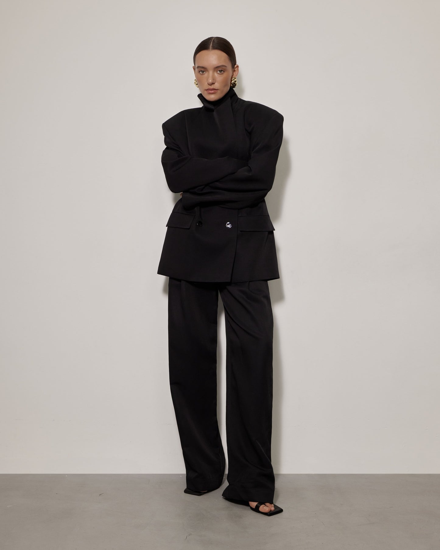 Italian Linen Bold Shoulder Jacket