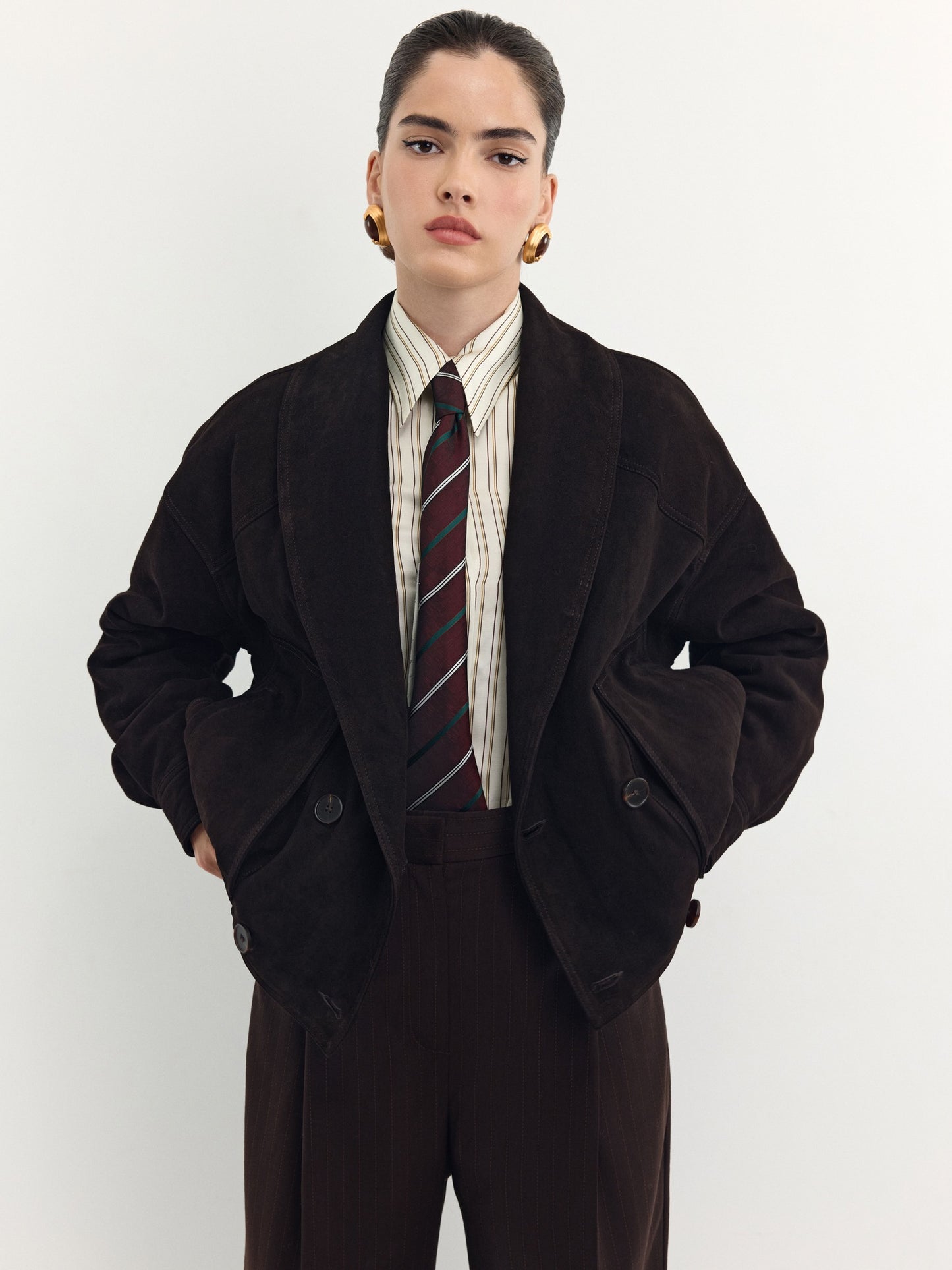 Insulated jacket made of genuine suede