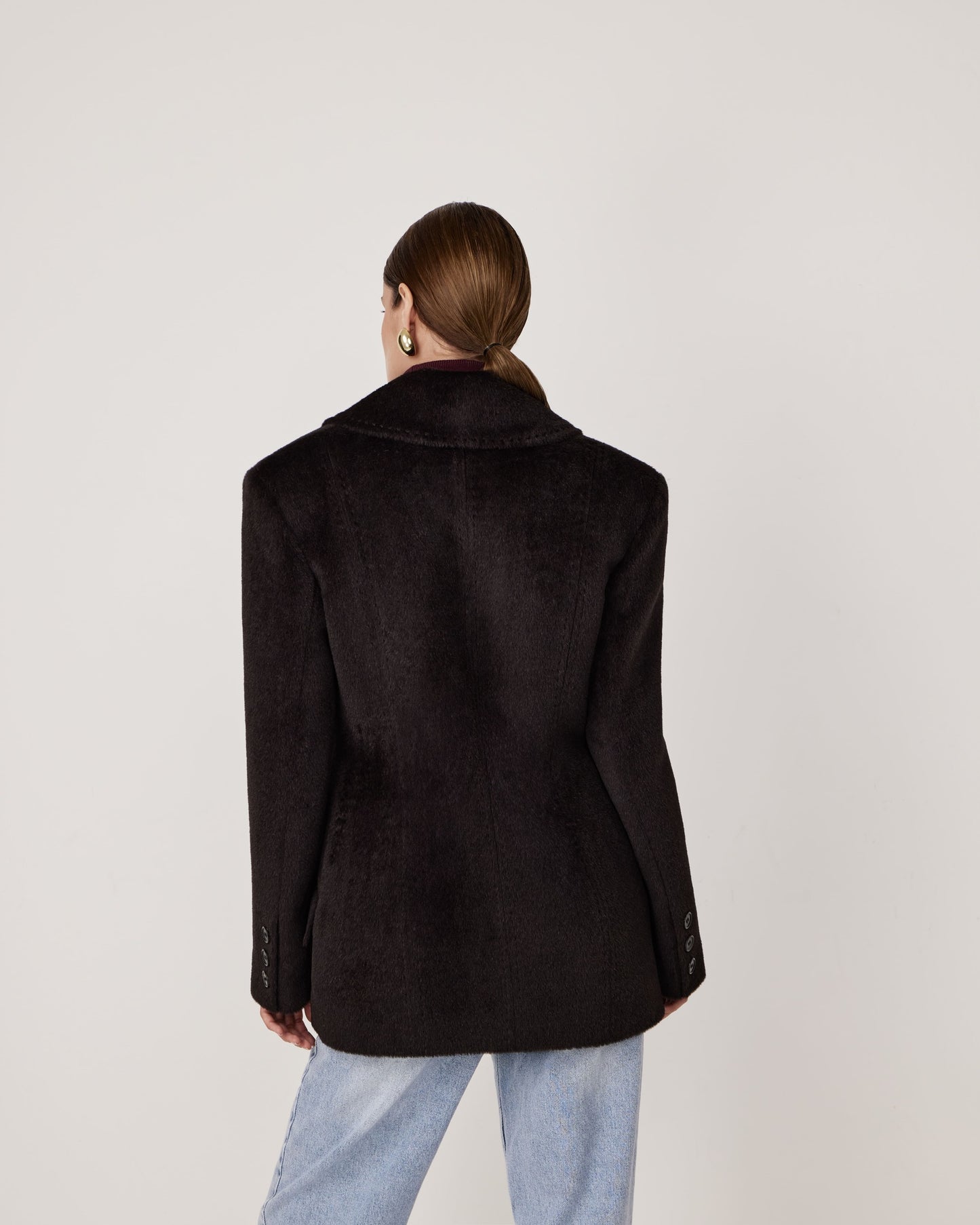 Cropped alpaca coat