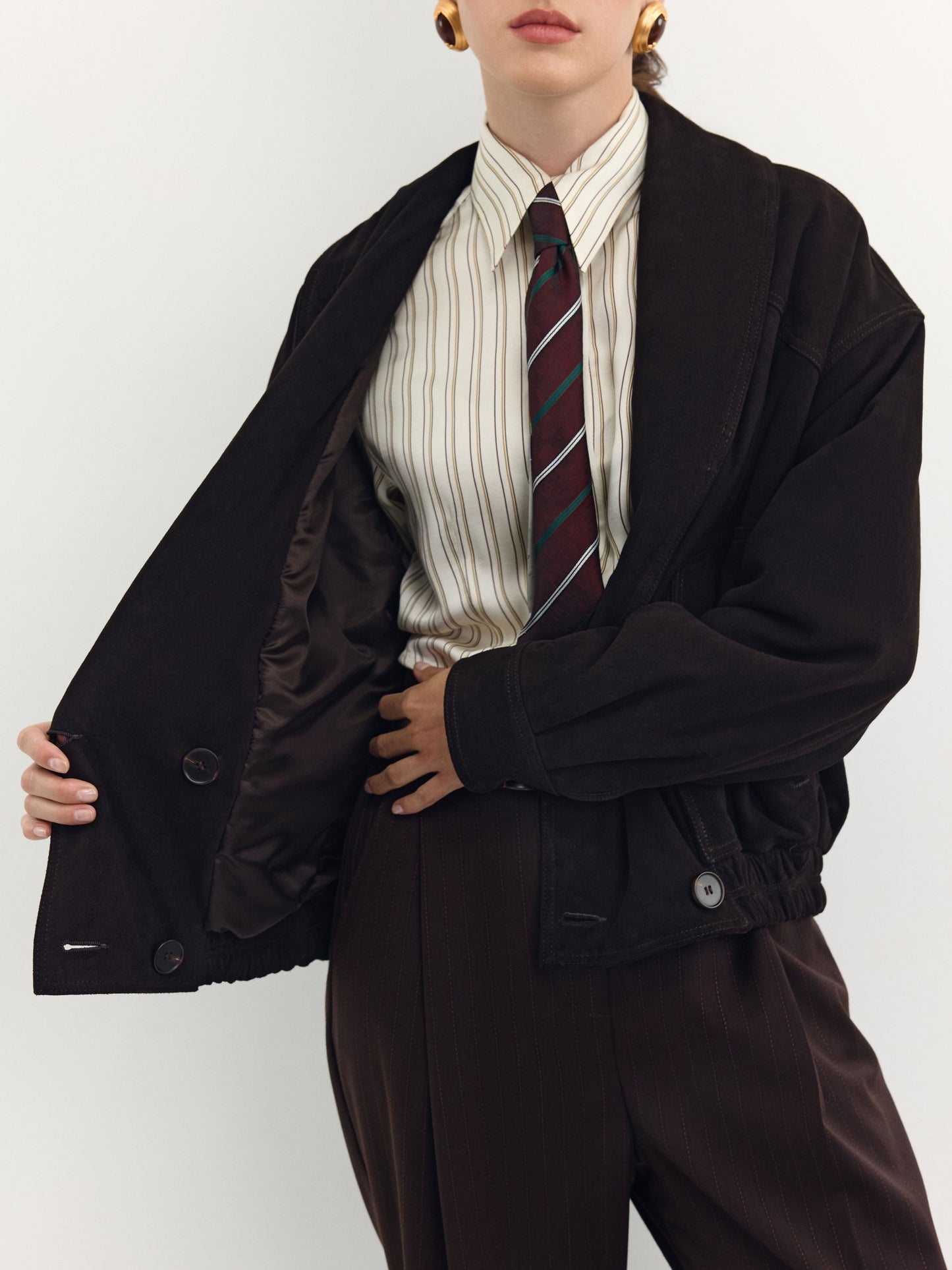 Insulated jacket made of genuine suede