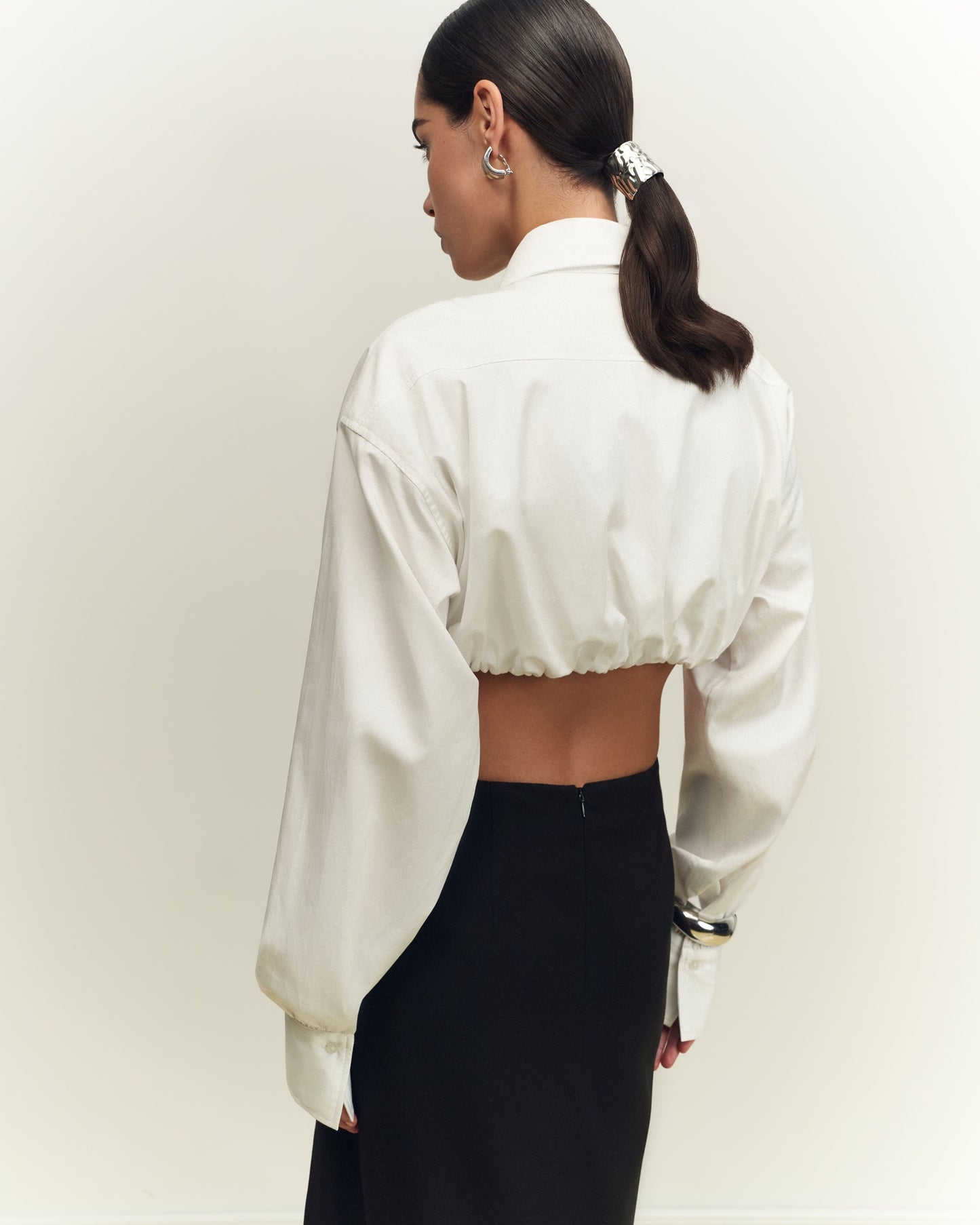 Cropped shirt with drapery