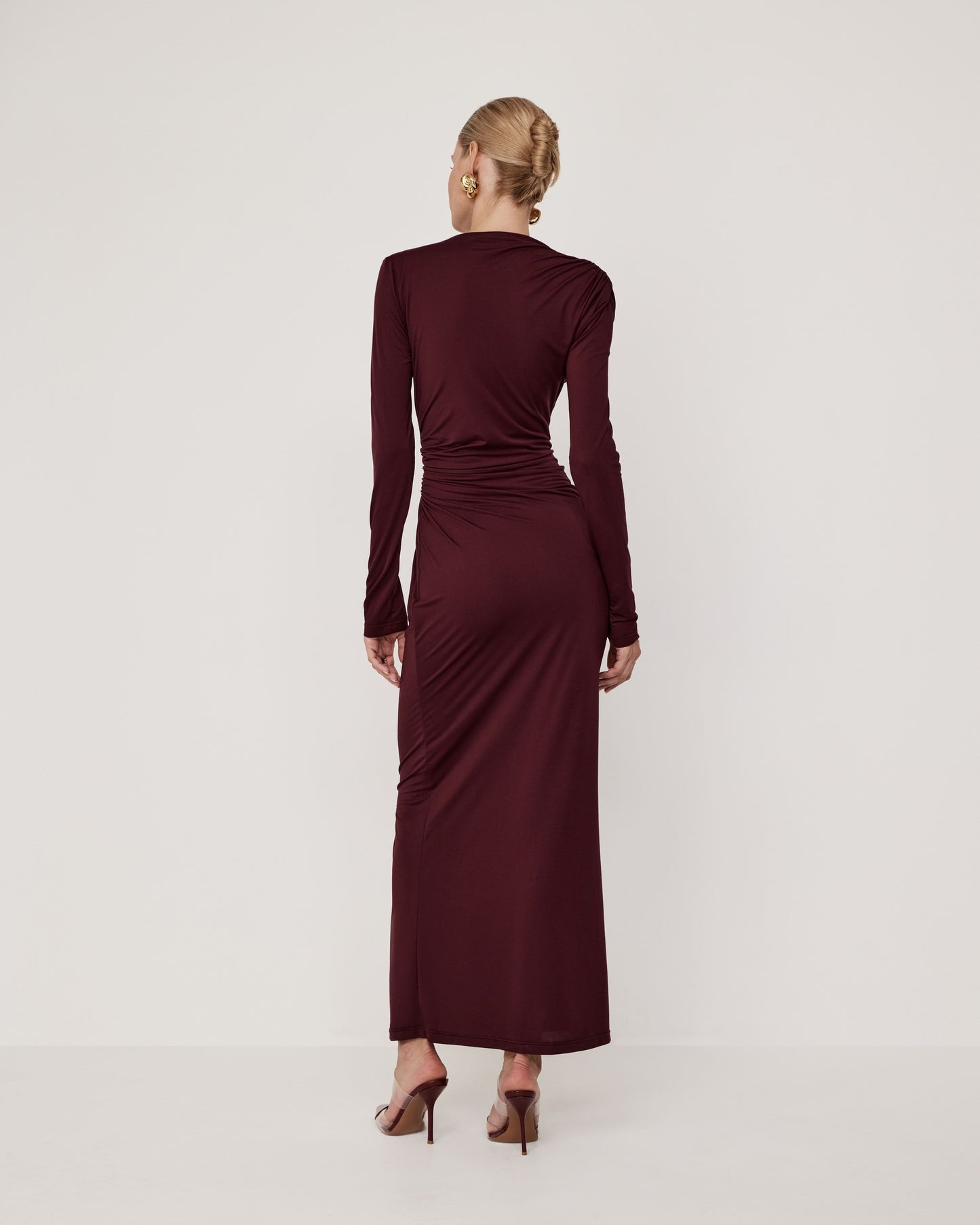 Knit dress with draping