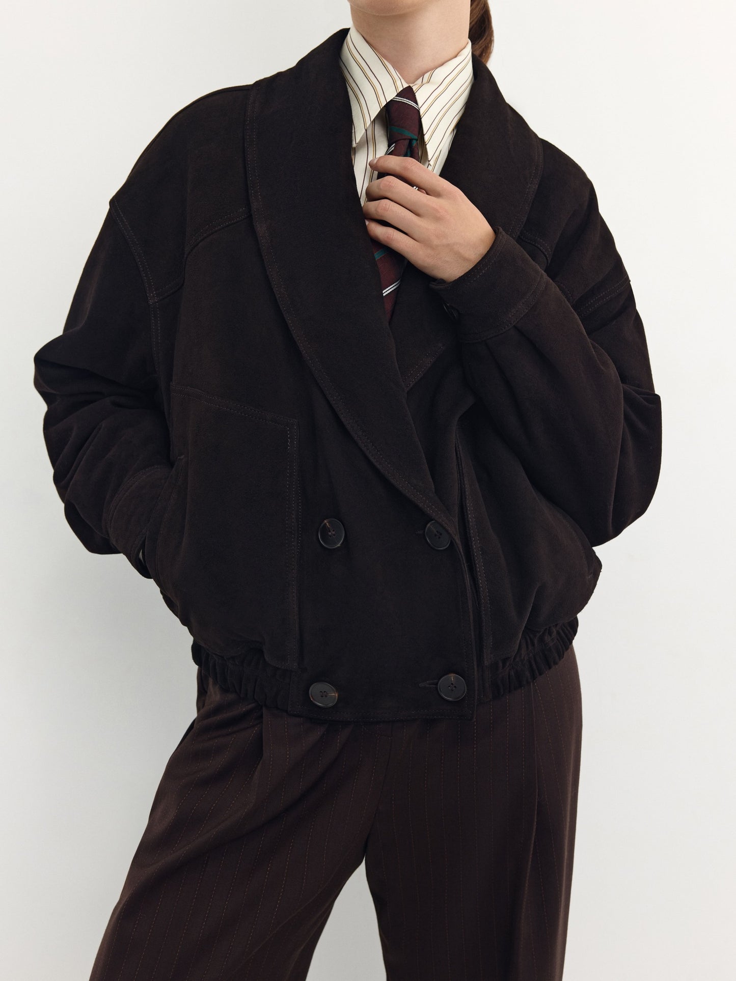 Insulated jacket made of genuine suede