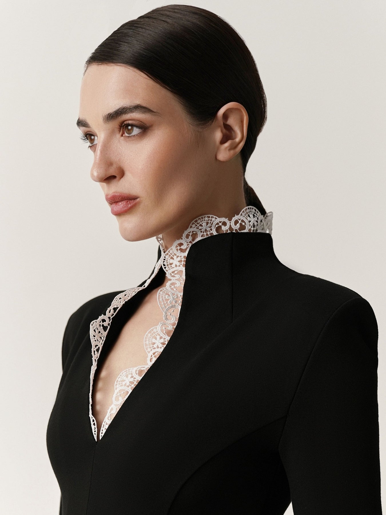 Mini dress with lace trim