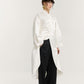 White Bouton Cloak with Voluminous Sleeves