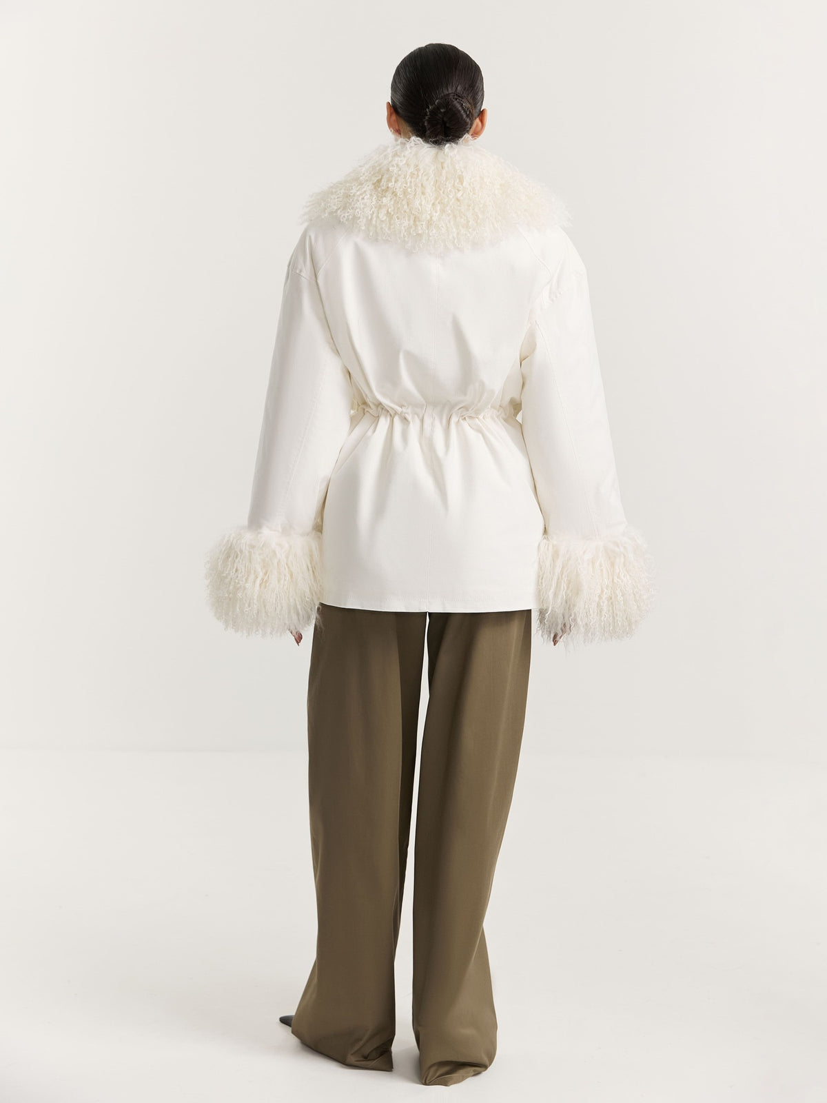 Corduroy parka with llama fur