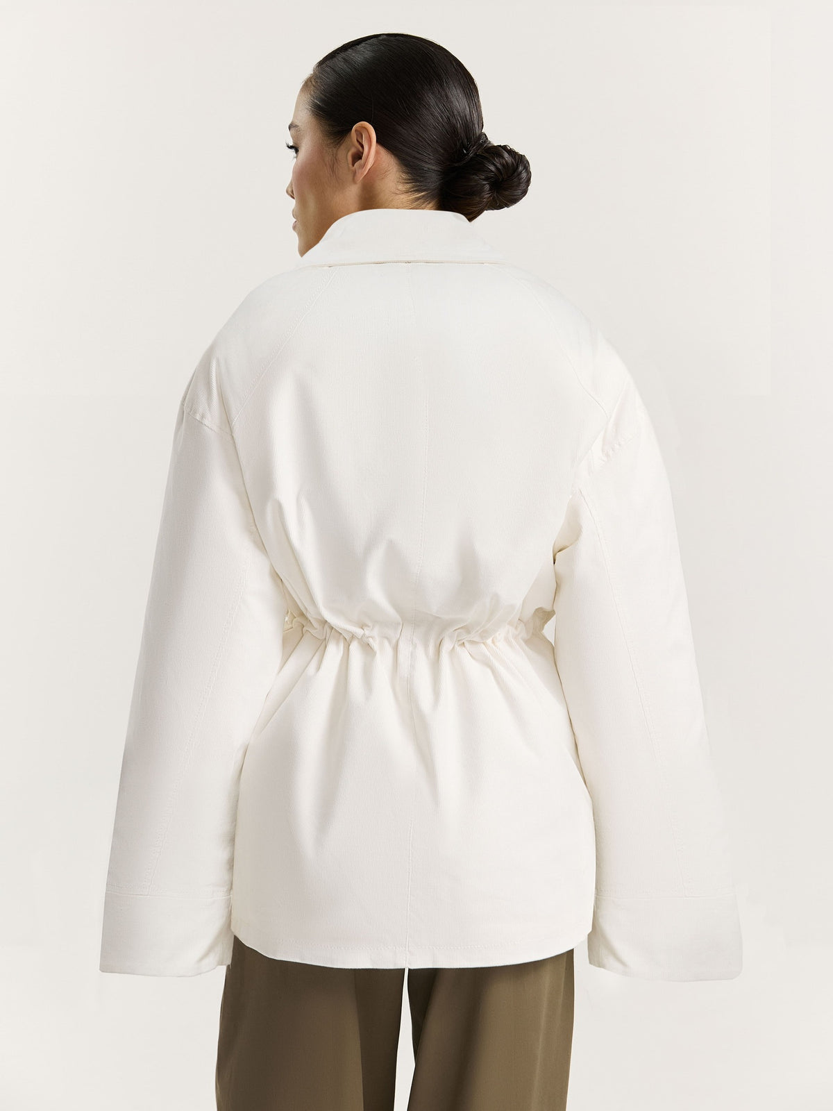 Corduroy parka with llama fur