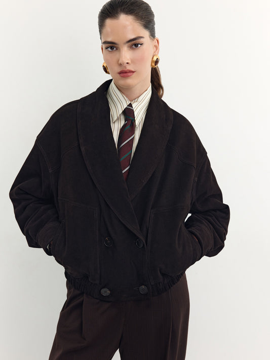 Insulated jacket made of genuine suede
