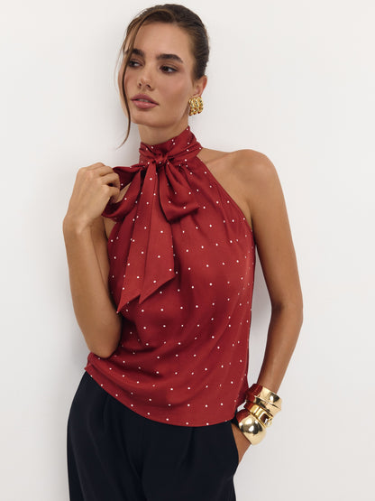 Top with Rosso Secco decorative scarf