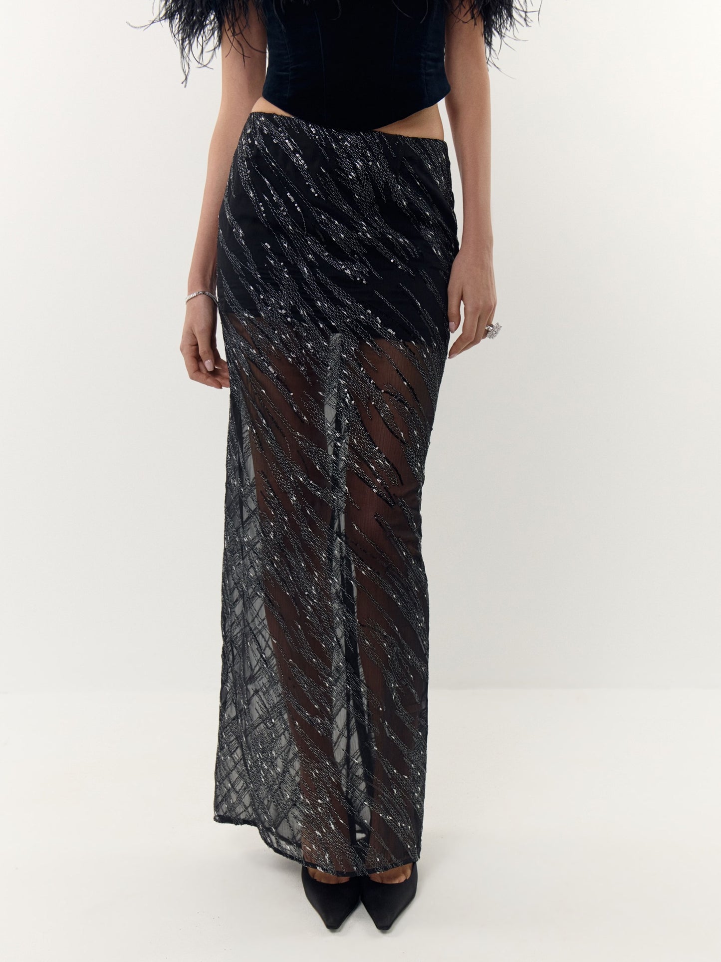 Paillette maxi skirt