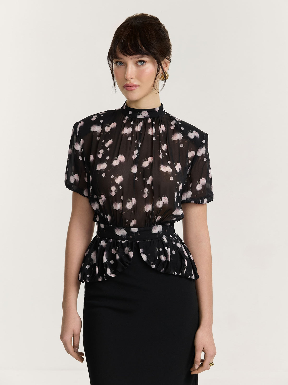 Black Flower Midi Dress
