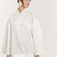 White Bouton Cloak with Voluminous Sleeves