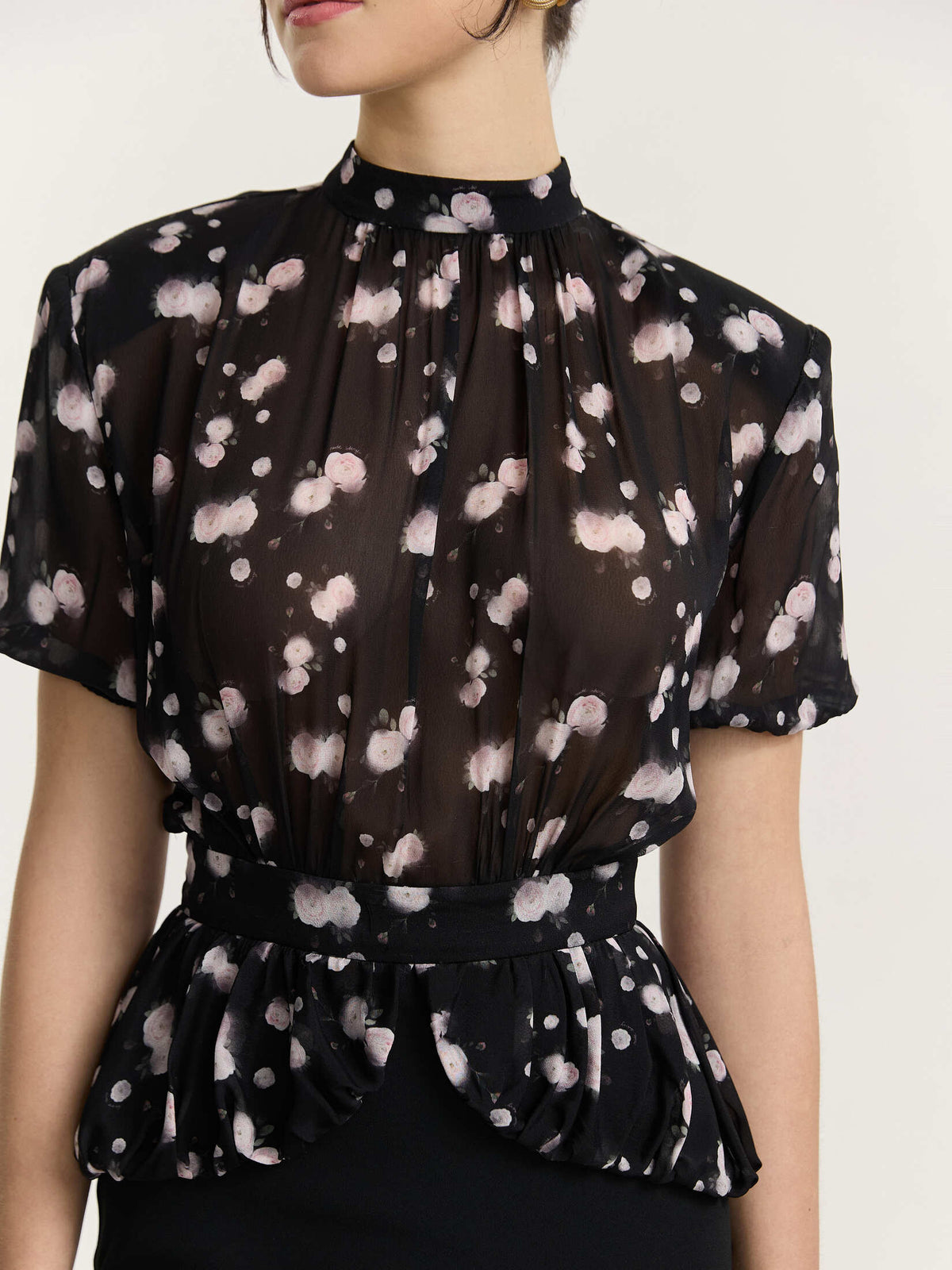 Black Flower Midi Dress
