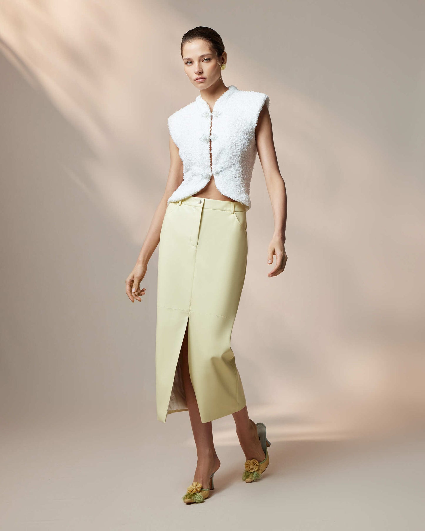 Golden Jade eco-leather skirt