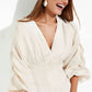 Maxi dress with voluminous sleeves made of Italian linen