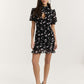 Black Flower Mini Dress