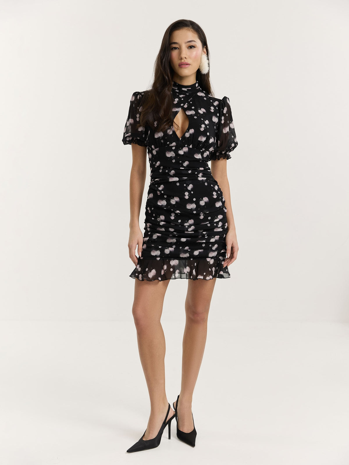 Black Flower Mini Dress