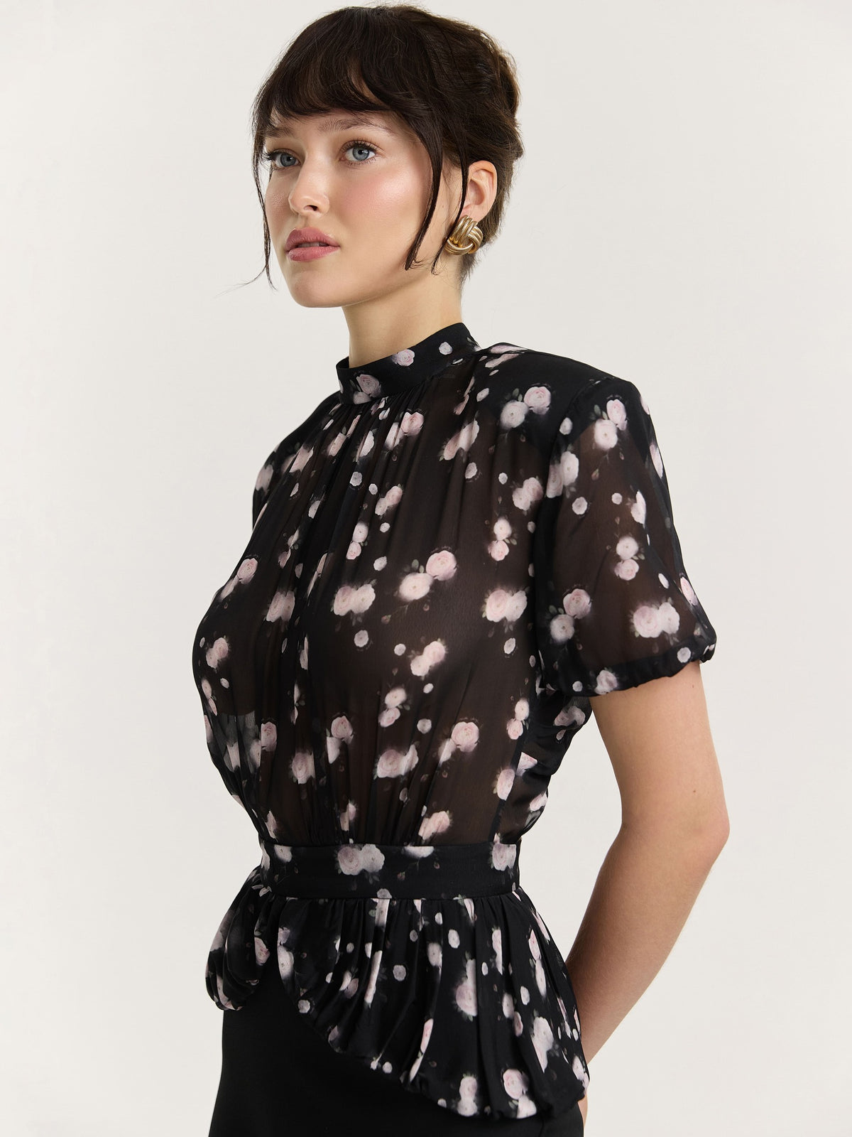 Black Flower Midi Dress