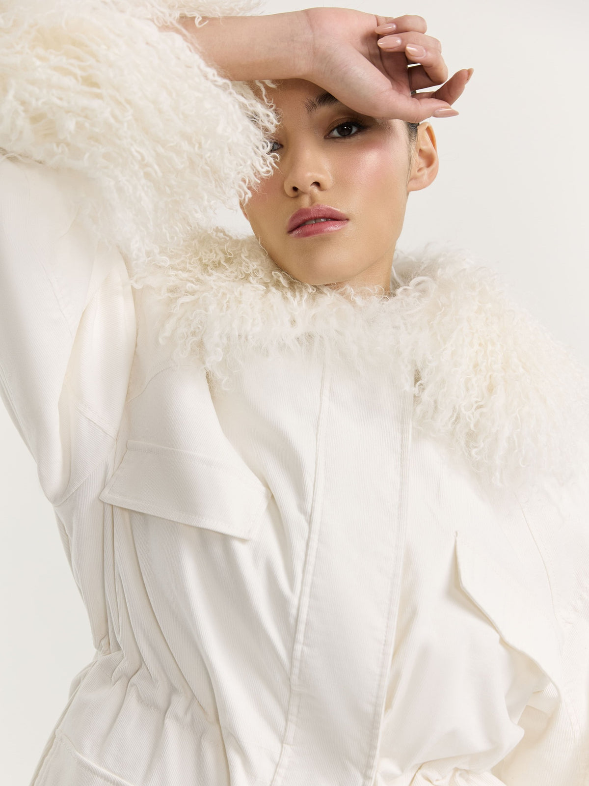 Corduroy parka with llama fur