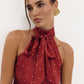 Top with Rosso Secco decorative scarf