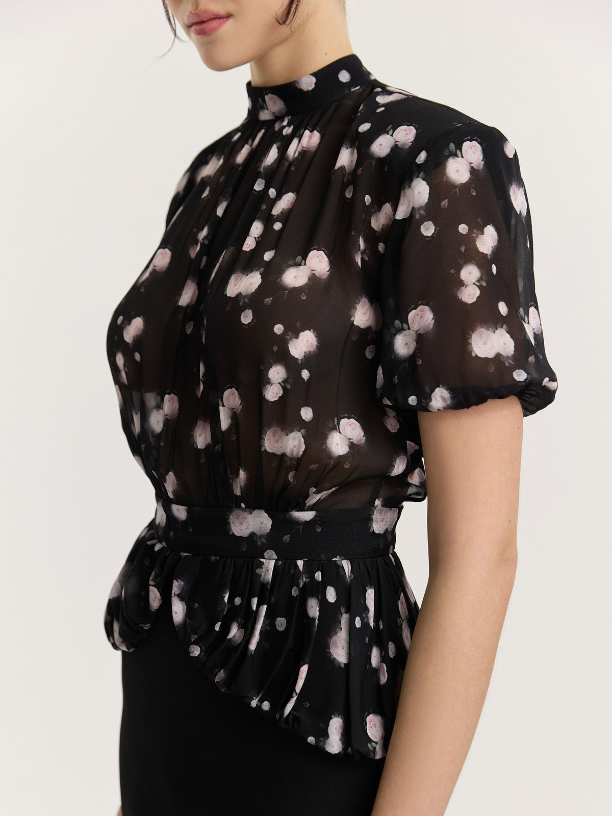Black Flower Midi Dress