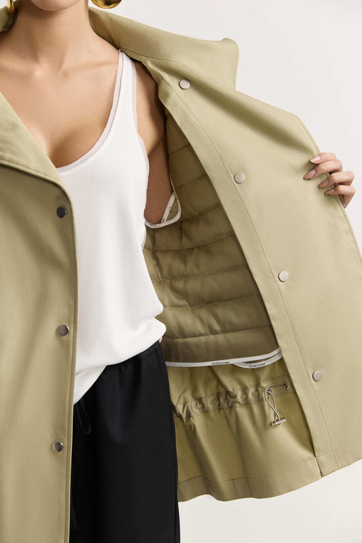 Italian cotton parka with a removable vest