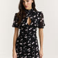 Black Flower Mini Dress