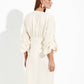 Maxi dress with voluminous sleeves made of Italian linen