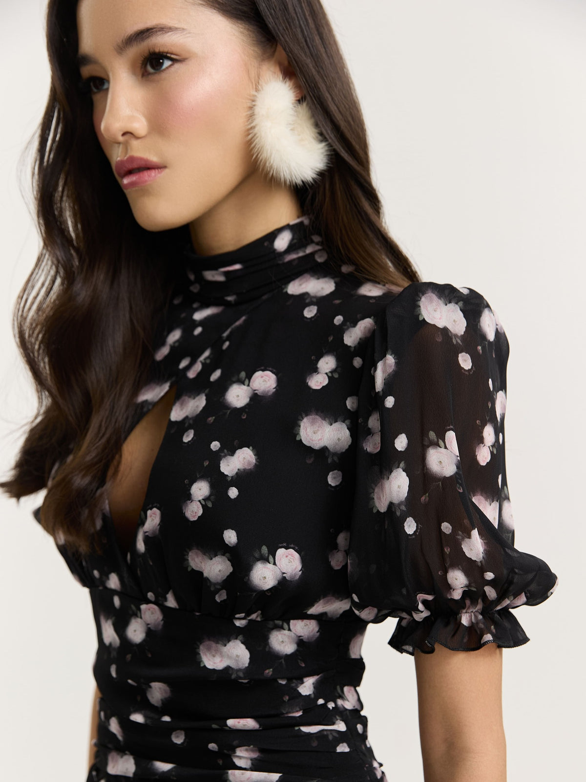 Black Flower Mini Dress
