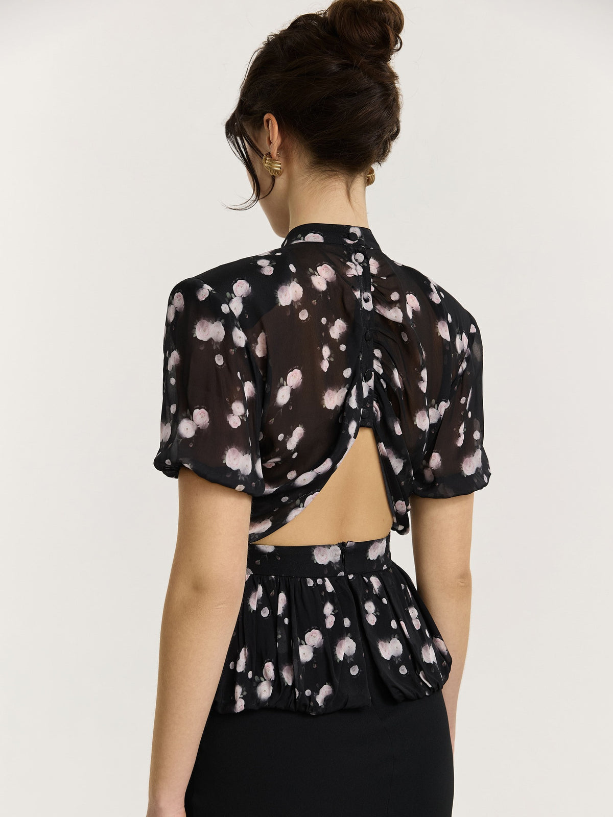 Black Flower Midi Dress