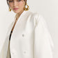 White Bouton Cloak with Voluminous Sleeves