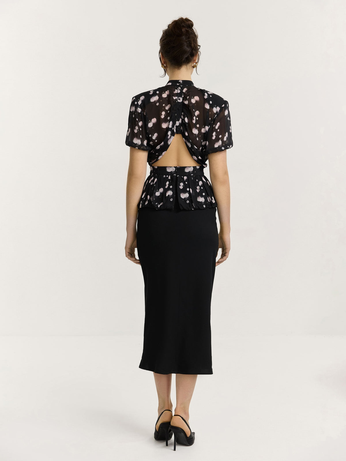 Black Flower Midi Dress