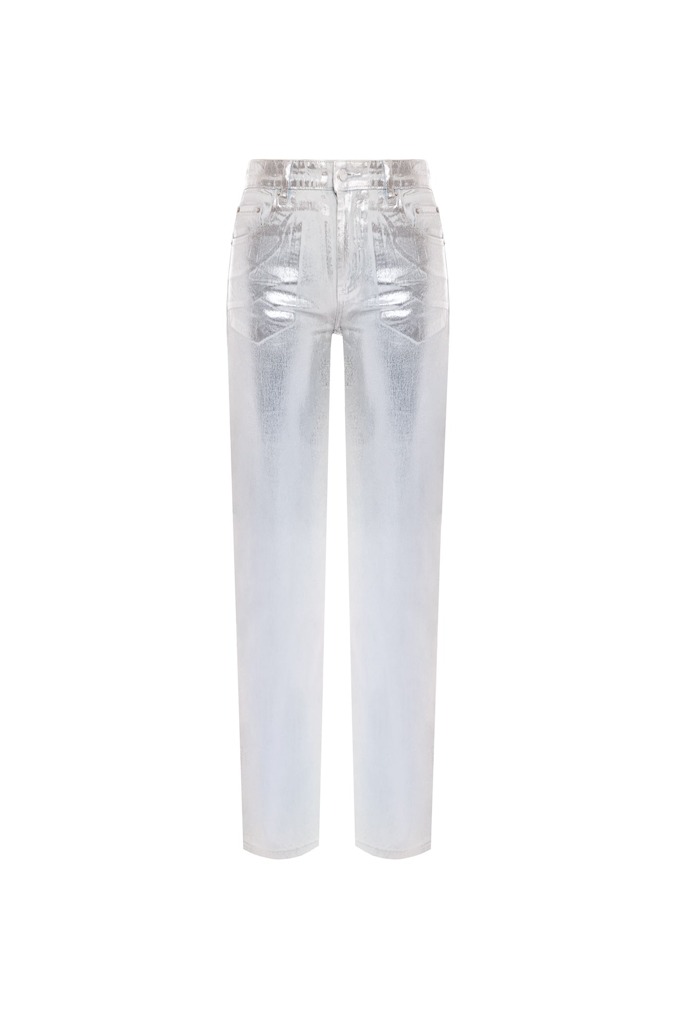 Silver Foil Straight Leg Jeans