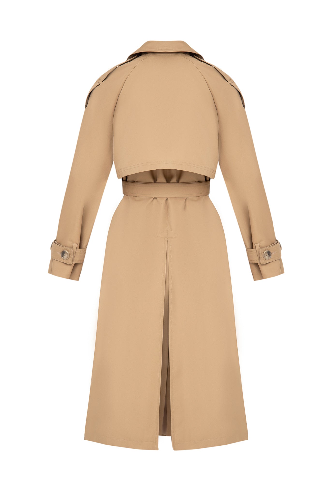 Raglan sleeve decorative tuck trench coat